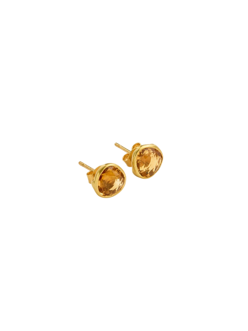18kt Gold Citrine Classic Studs photo