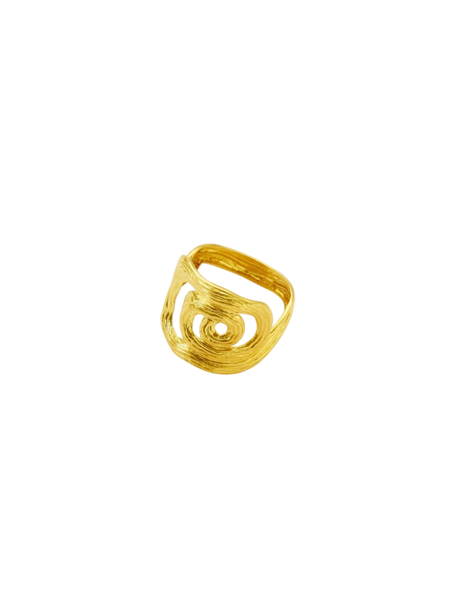 18kt Gold PSTM Myanmar Poseidon's Waves Square Ring photo