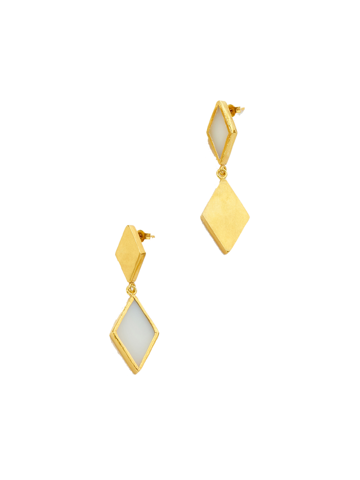 18kt gold vermeil pstm afghanistan agate bamyan double drop earrings