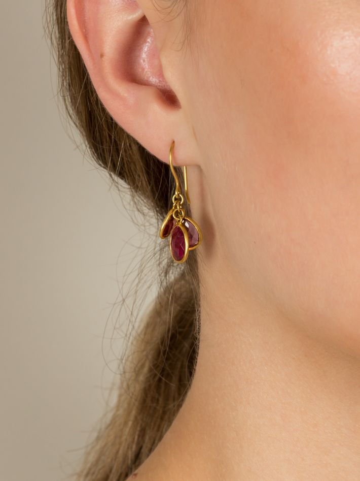 Triple drop pink tourmaline earrings