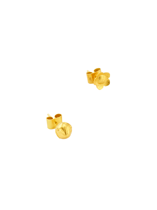 18kt gold pstm myanmar nyunt flower and bud studs photo