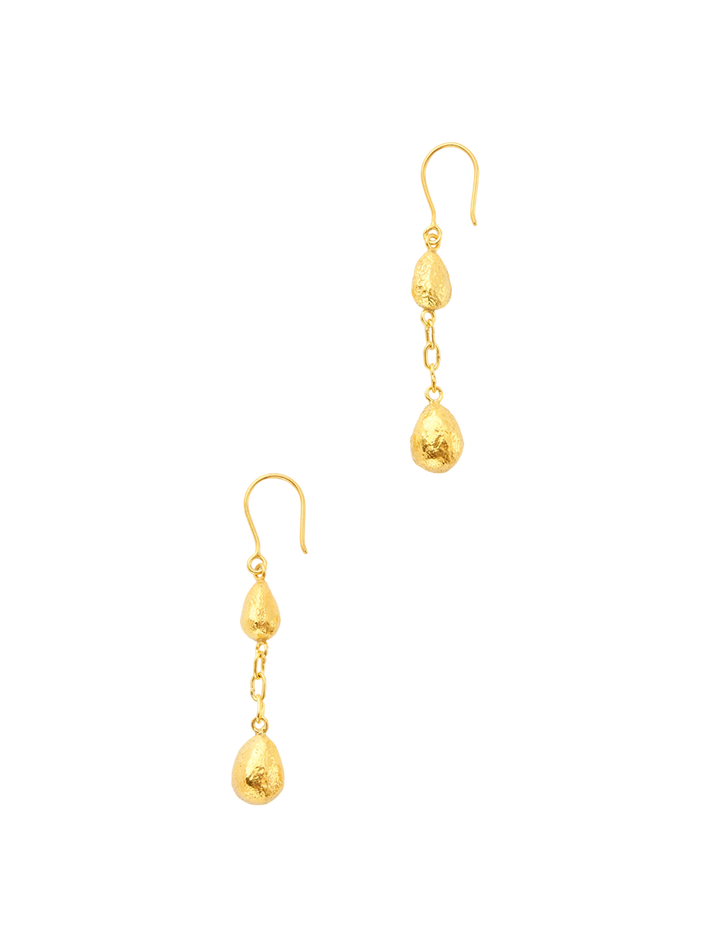 18kt gold vermeil pstm afghanistan qatra double drop earrings