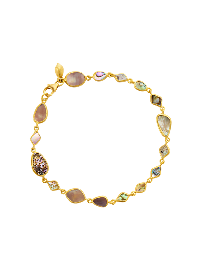 18kt gold venus abalone shell full stone bracelet