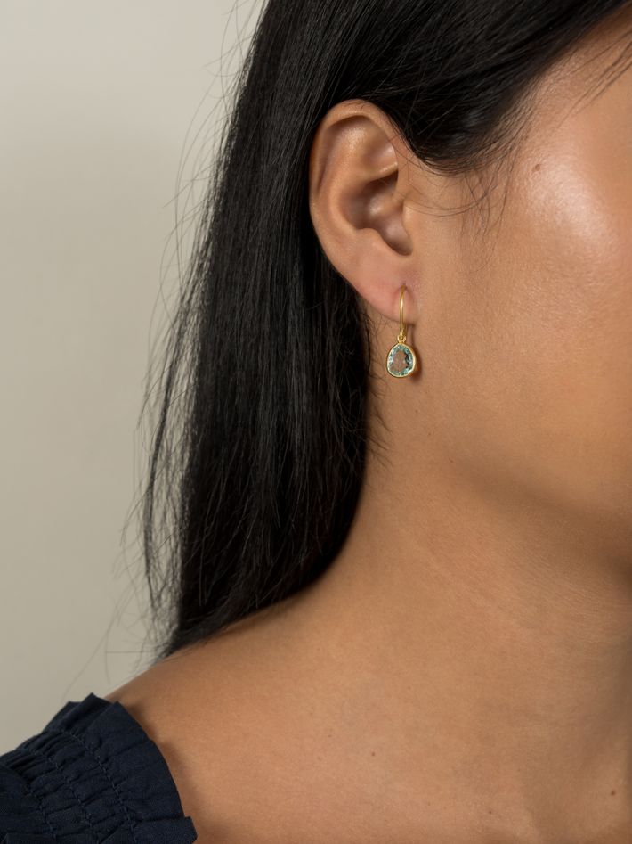 Small single drop earrings - aquamarine