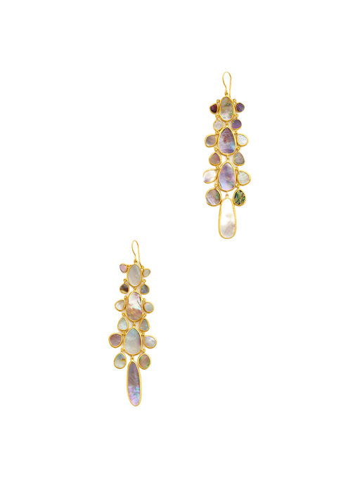 18kt gold venus abalone shell chandelier earrings photo