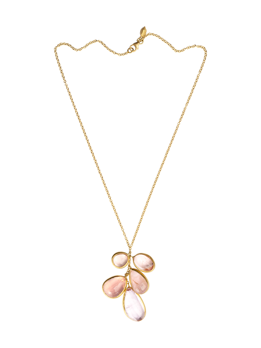Peony pink cluster drop necklace photo