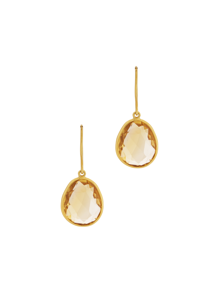 Single drop citrine earrings