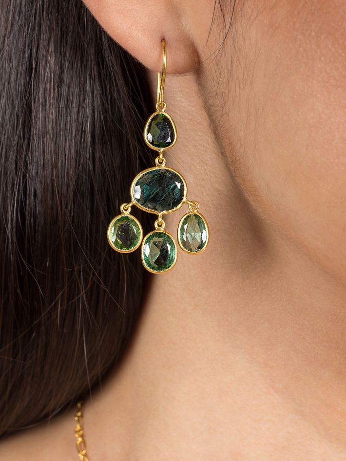 18K Gaia Jelly fish earrings green tourmaline