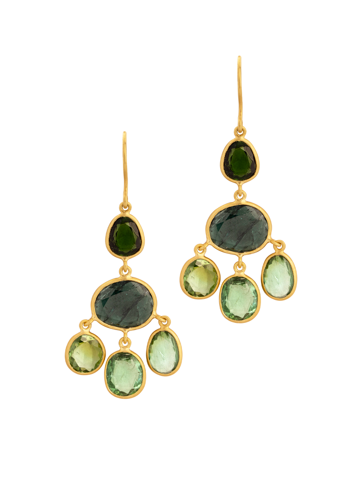 18K Gaia Jelly fish earrings green tourmaline