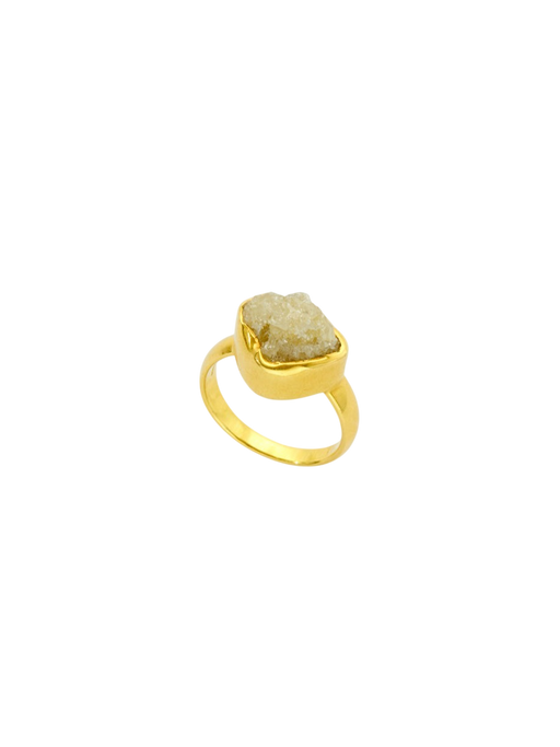 18kt Gold Diamond Rough Cut Greek Ring photo
