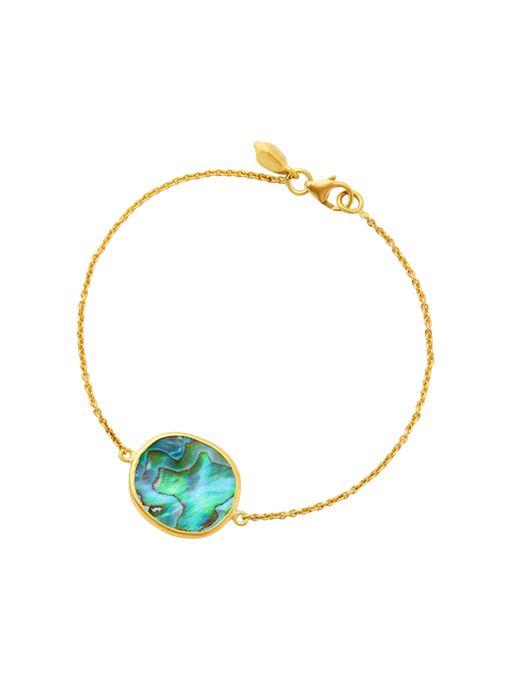 18kt gold venus paua shell single stone bracelet photo