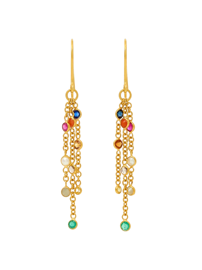 Navaratna mixed hanging earrings