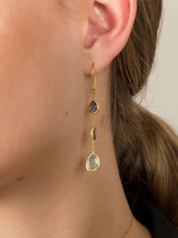 Light and space drop earrings with chain