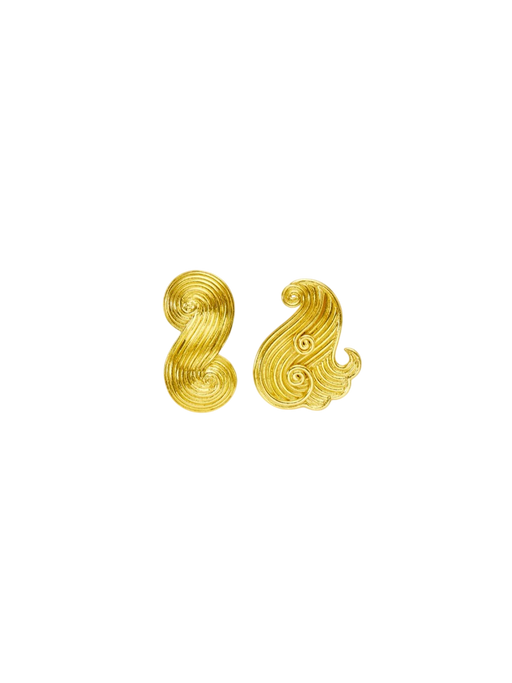 18kt Gold PSTM Myanmar Poseidon's Waves Studs photo