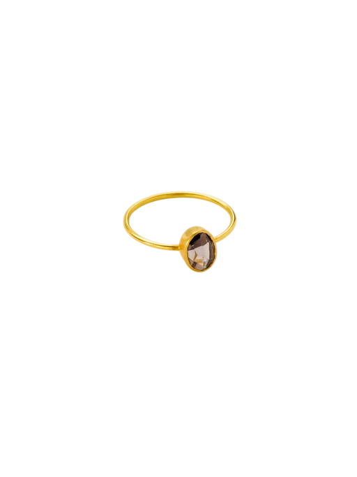 18kt Gold PSTM Myanmar Grey Spinel Oval Cup Ring photo
