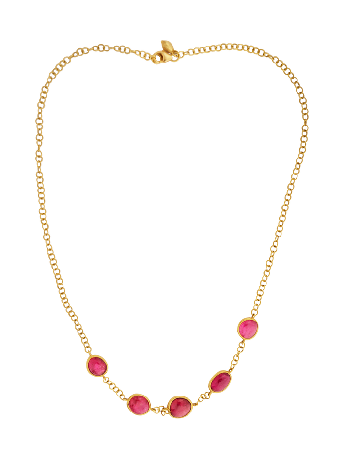 Five stone necklace - pink tourmaline