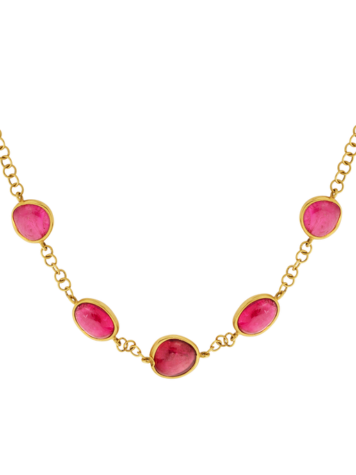 Five stone necklace - pink tourmaline photo