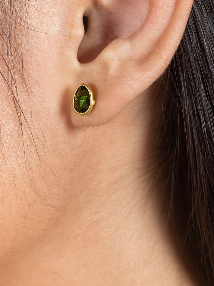 18k gaia gold and green tourmaline stud earrings