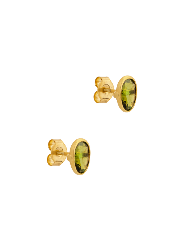 18k gaia gold and green tourmaline stud earrings