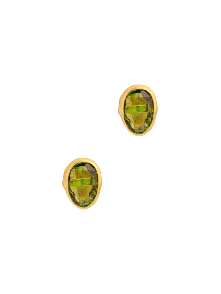 18k gaia gold and green tourmaline stud earrings