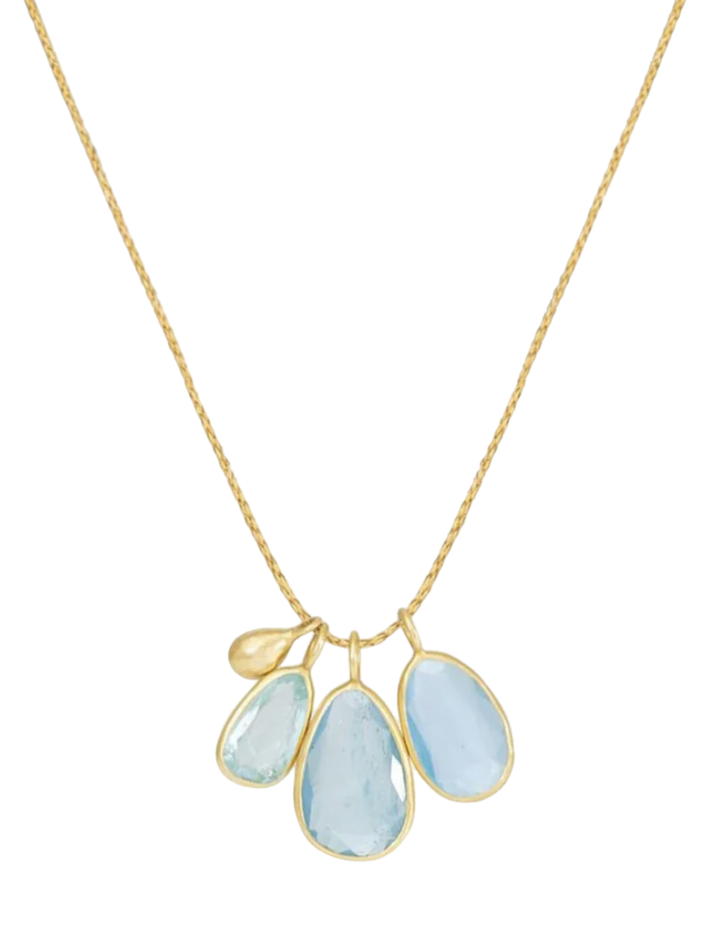 Aquamarine triple colette set pendant necklace