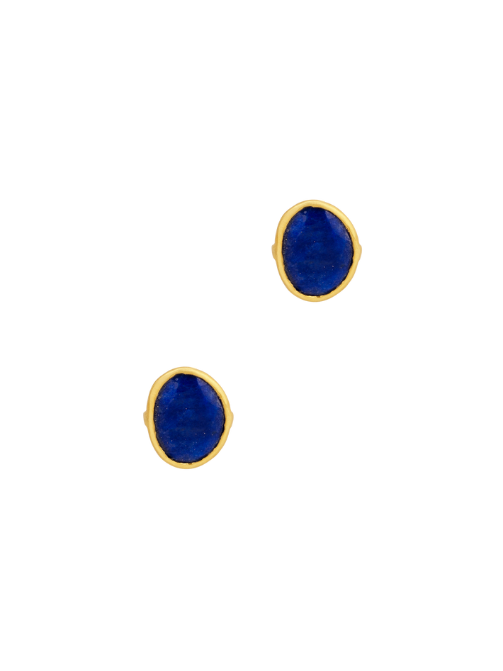18K Gold Stud earrings lapis