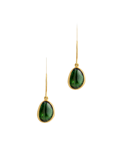 Green tourmaline tiny single drop earrings photo