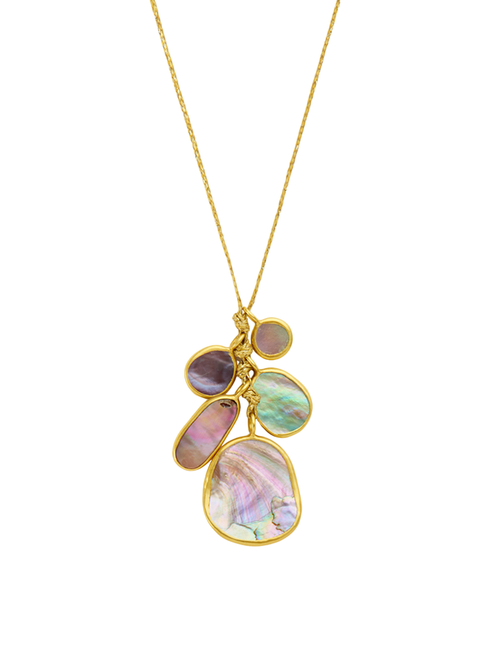 18kt gold venus abalone shell cluster amulets on cord