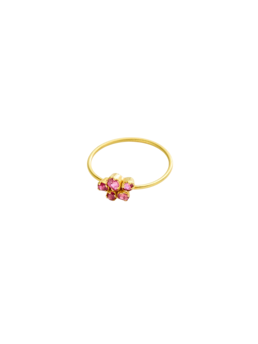 18kt Gold PSTM Myanmar Ruby Cluster Ring photo