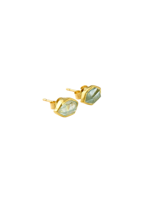 18kt Gold Cerulean Aquamarine Classic Studs photo