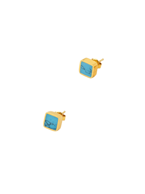 18kt gold vermeil pstm afghanistan turquoise square studs photo