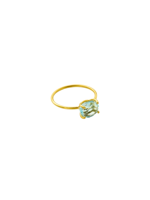 18kt Gold Carnival Aquamarine Claw Set Cup Ring photo