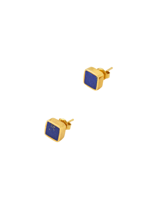 18kt gold vermeil pstm afghanistan lapis square studs photo