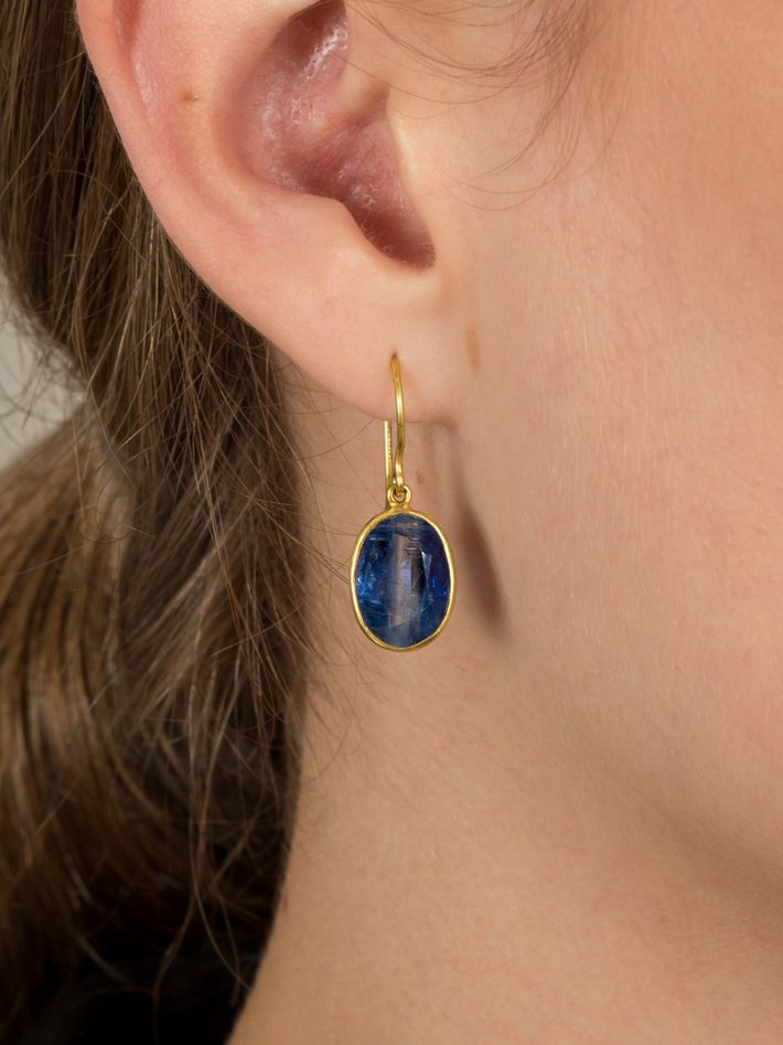 Single drop kyanite earrings