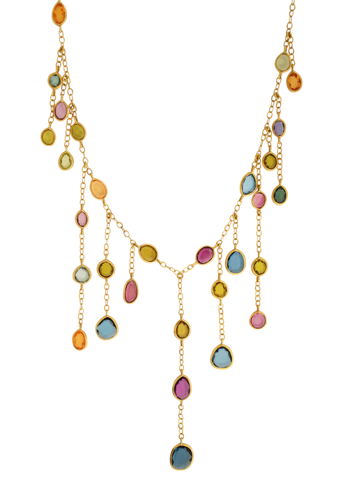 18kt gold mixed tourmalines new day waterfall necklace photo
