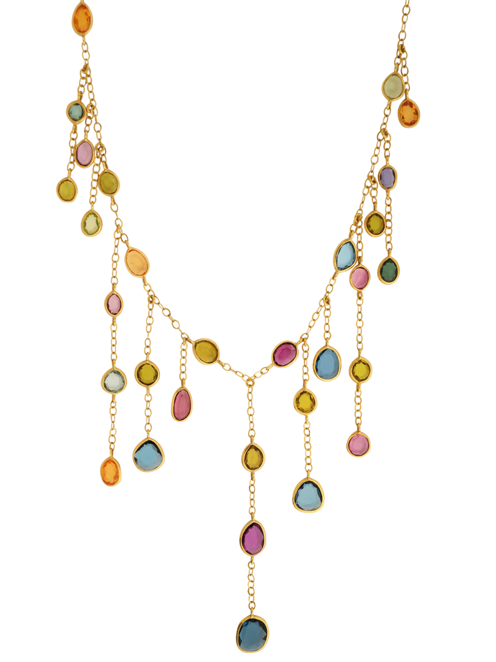 18kt gold mixed tourmalines new day waterfall necklace