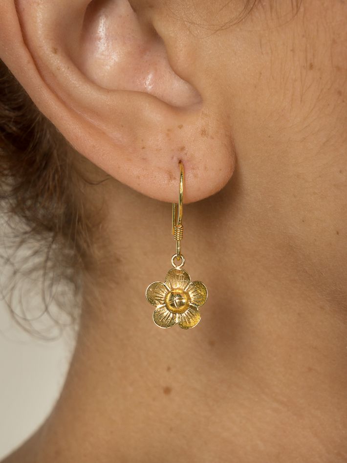 PSTM Myanmar Nyunt flower and bud hang earrings