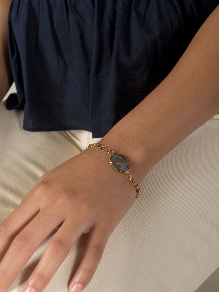 18kt gold aquamarine single stone bracelet - aquamarine