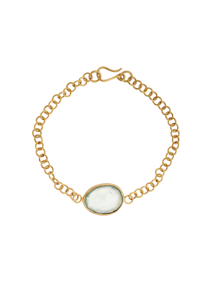 18kt gold aquamarine single stone bracelet - aquamarine