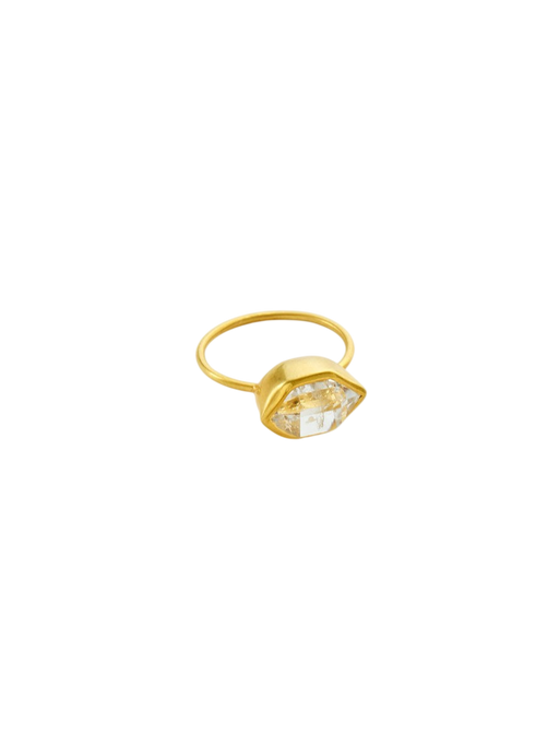 18kt Gold Herkimer Metamorphic Cup Ring photo