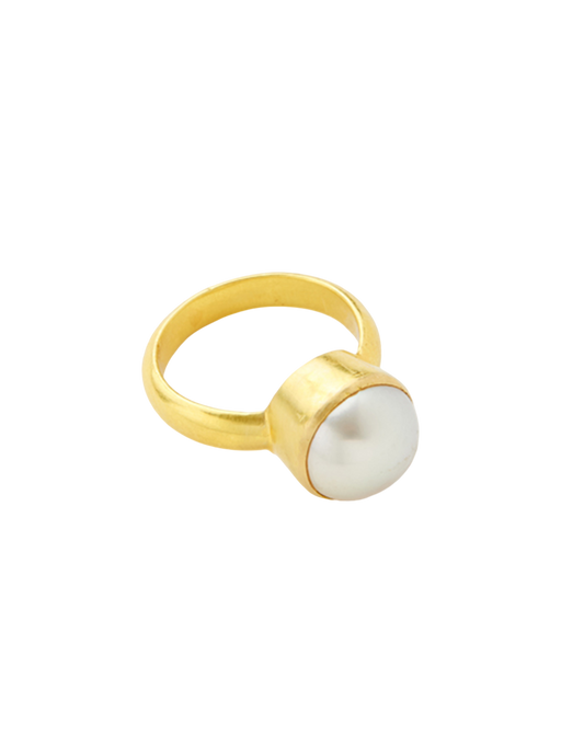 18kt gold pstm myanmar nyein single pearl ring photo