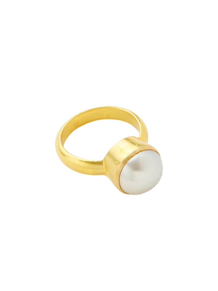 18kt gold pstm myanmar nyein single pearl ring