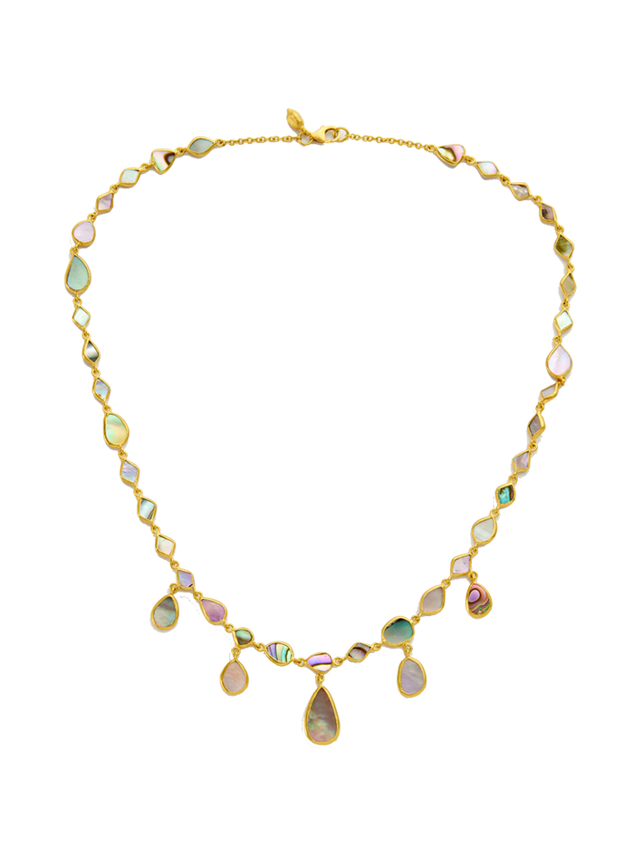 18kt gold venus full stone abalone shell necklace