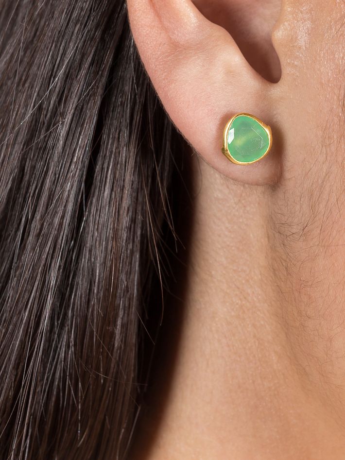 18K Classic Stud earrings chrysoprase