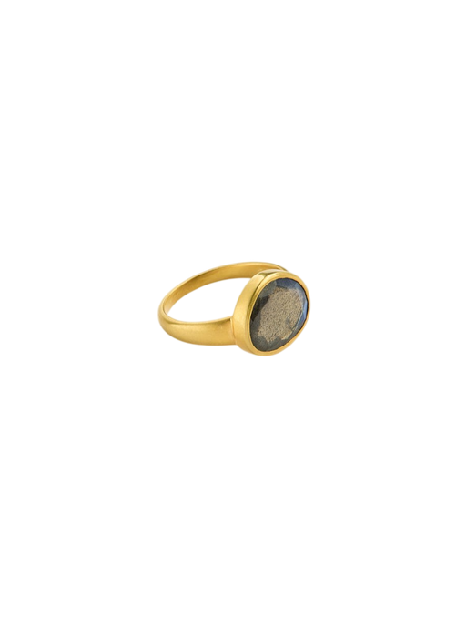18kt Gold Labradorite Greek Ring photo