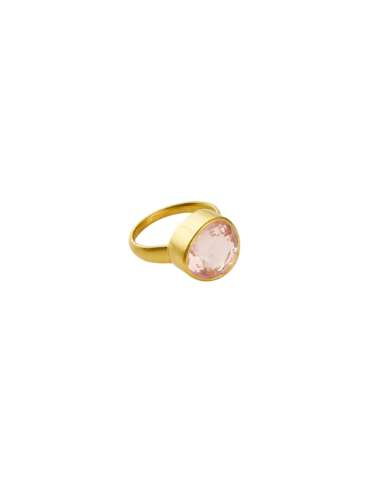 18kt Gold Koh-i-Noor Rose Quartz Greek Ring photo