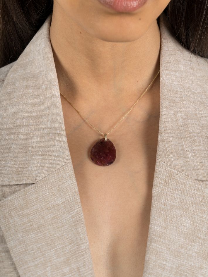 Bahia pink tourmaline & diamond pendant necklace