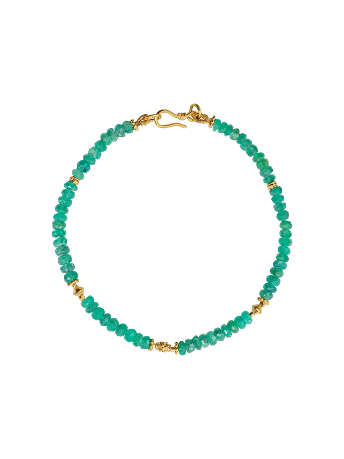 Emerald & fine gold bead bracelet