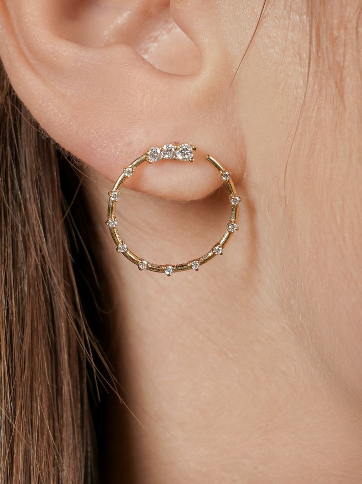 Floating diamond circle earrings