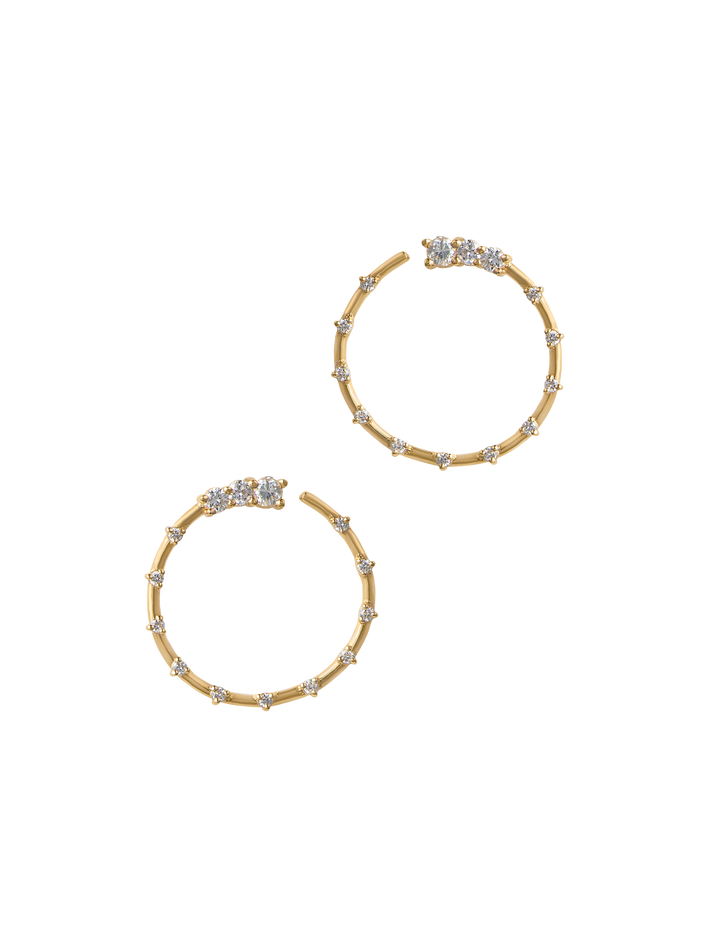 Floating diamond circle earrings